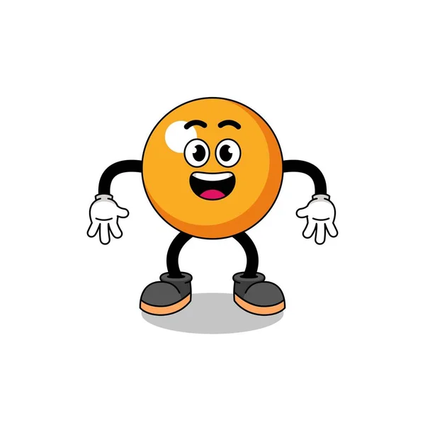 Dessin Animé Balle Ping Pong Avec Geste Surpris Character Design — Image vectorielle