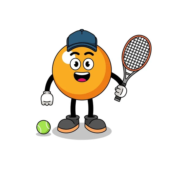 Illustration Balle Ping Pong Tant Que Joueur Tennis Character Design — Image vectorielle