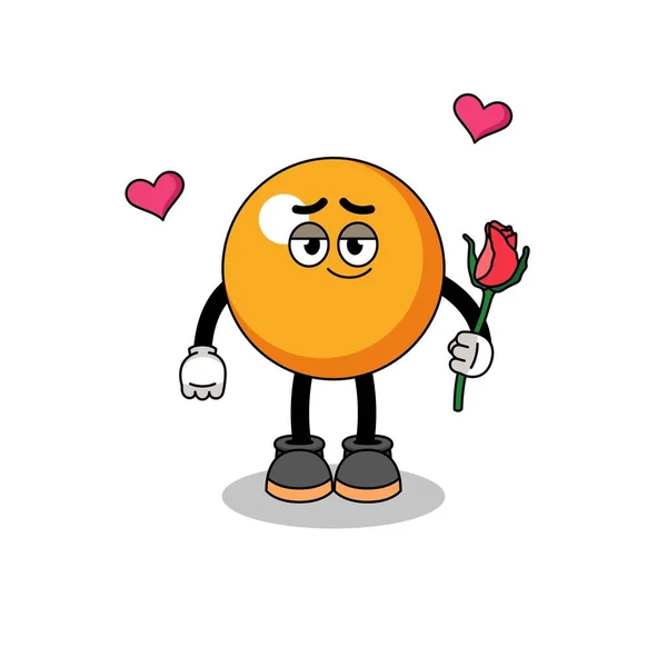 Ping Pong Mascote Bola Caindo Amor Design Personagem —  Vetores de Stock