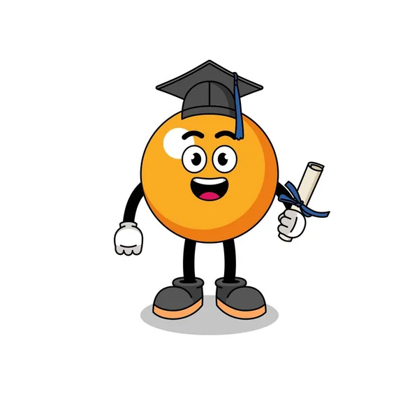 Ping Pong Mascote Bola Com Pose Graduação Design Personagem —  Vetores de Stock