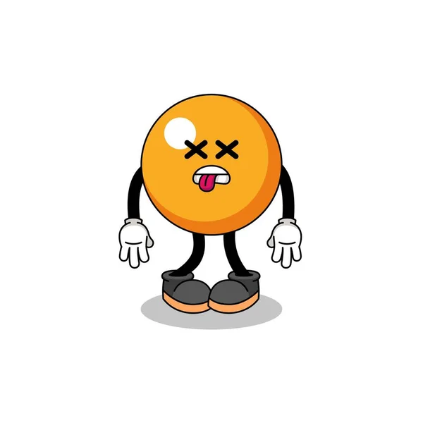 Ping Pong Bola Mascote Ilustração Está Morto Design Personagem —  Vetores de Stock