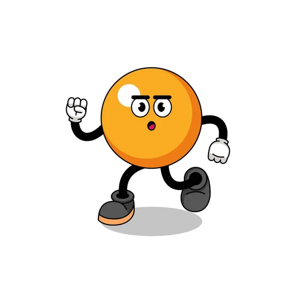 Lopende Ping Pong Bal Mascotte Illustratie Karakter Ontwerp — Stockvector