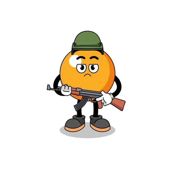 Desenhos Animados Ping Pong Ball Soldier Design Personagem — Vetor de Stock