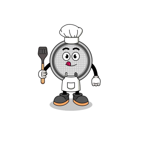 Mascotte Illustratie Van Knoopcel Chef Kok Karakter Ontwerp — Stockvector