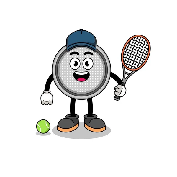 Knoopcel Illustratie Als Tennisspeler Karakter Ontwerp — Stockvector