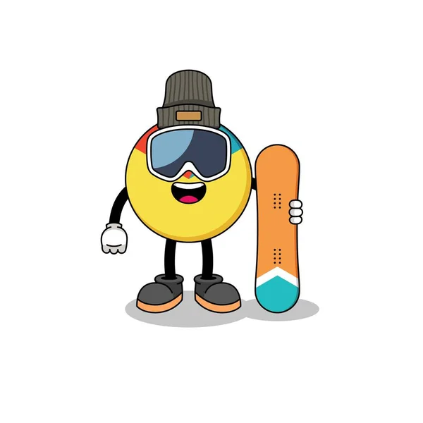 スノーボード選手のマスコット漫画 キャラクターデザイン — ストックベクタ