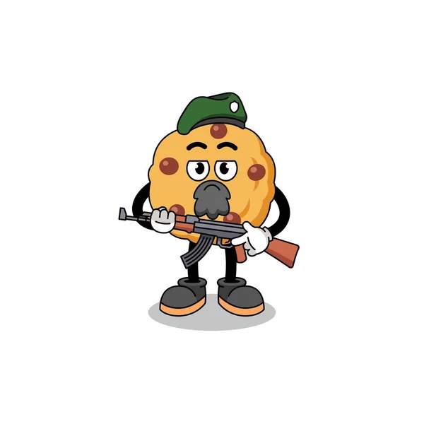Karakter Cartoon Van Chocolade Chip Cookie Als Een Speciale Kracht — Stockvector