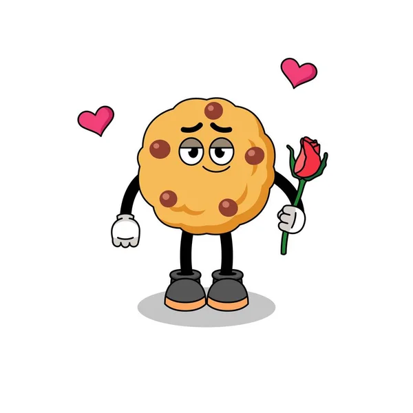 Čokoládový Čip Cookie Maskot Zamilovaný Charakter Designu — Stockový vektor