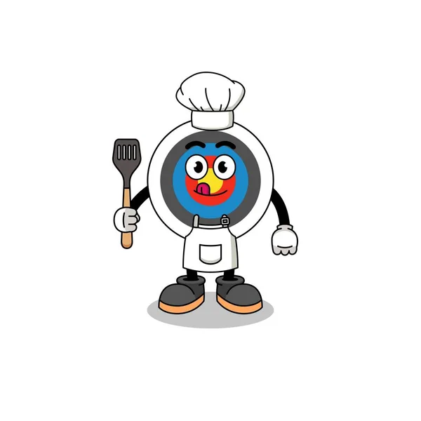 Mascotte Illustration Chef Cible Tir Arc Character Design — Image vectorielle
