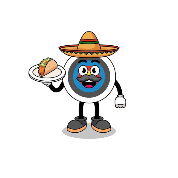 Desenho Animado Caráter Alvo Tiro Com Arco Como Chef Mexicano — Vetor de Stock