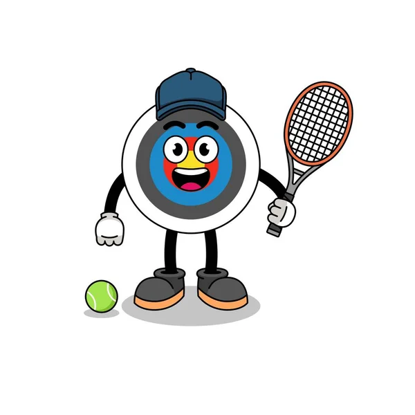 Boogschieten Doel Illustratie Als Een Tennisspeler Karakter Ontwerp — Stockvector