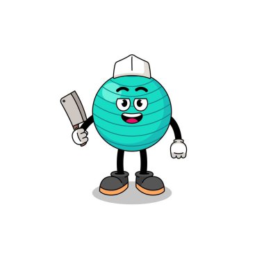 Kasap olarak egzersiz topunun maskotu, karakter tasarımı