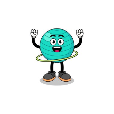 Egzersiz topunun hula hoop oynaması, karakter tasarımı