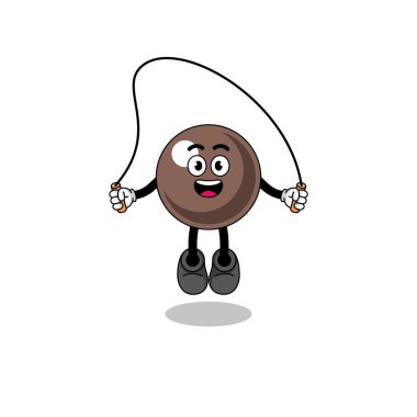 tapioca inci maskot çizgi filmi ip atlama, karakter tasarımı oynuyor