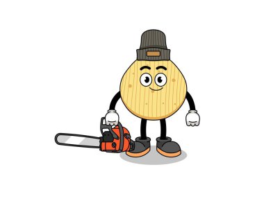 Bir oduncu olarak patates cipsi çizimi çizimi, karakter tasarımı