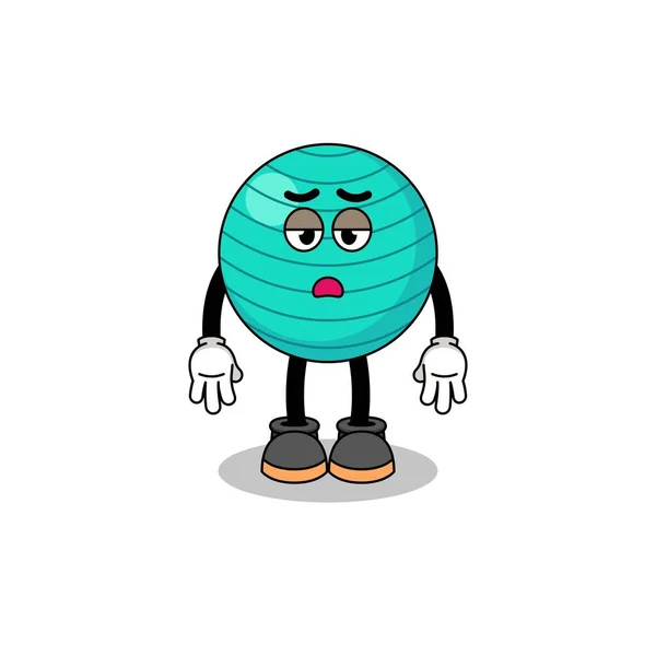 Exercise Ball Cartoon Fatigue Gesture Character Design — Διανυσματικό Αρχείο