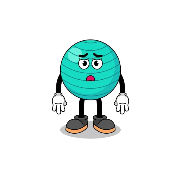 Exercise Ball Cartoon Illustration Sad Face Character Design — Archivo Imágenes Vectoriales