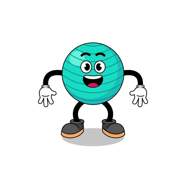 Exercise Ball Cartoon Surprised Gesture Character Design — Stok Vektör