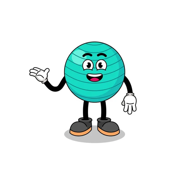 Exercise Ball Cartoon Welcome Pose Character Design — Stockový vektor