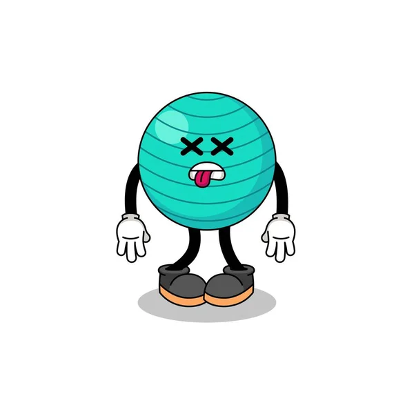 Exercise Ball Mascot Illustration Dead Character Design — Stock Vector