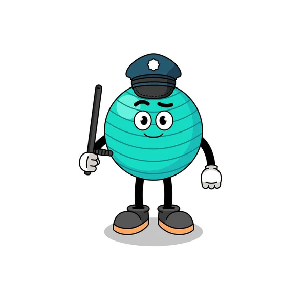 Cartoon Illustration Exercise Ball Police Character Design — 图库矢量图片