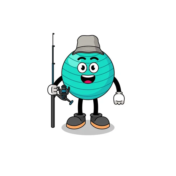 Mascot Illustration Exercise Ball Fisherman Character Design — Stockvector