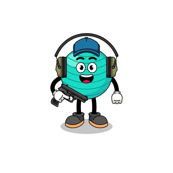 Mascote Personagem Bola Exercício Fazendo Tiro Gama Design Personagem — Vetor de Stock