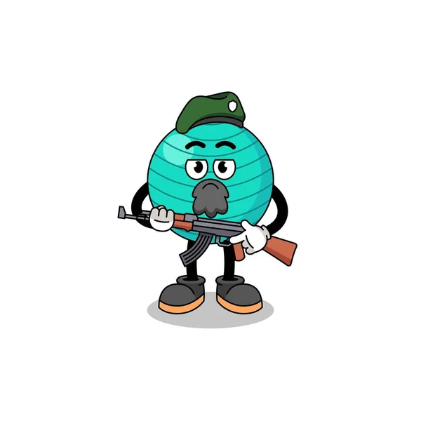 Character Cartoon Exercise Ball Special Force Character Design — Stok Vektör
