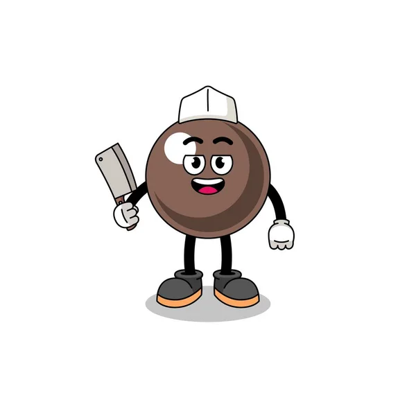 Mascot Tapioca Pearl Butcher Character Design — Stockvector