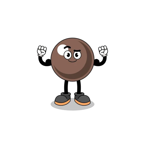 Mascot Cartoon Tapioca Pearl Posing Muscle Character Design — Stockvector
