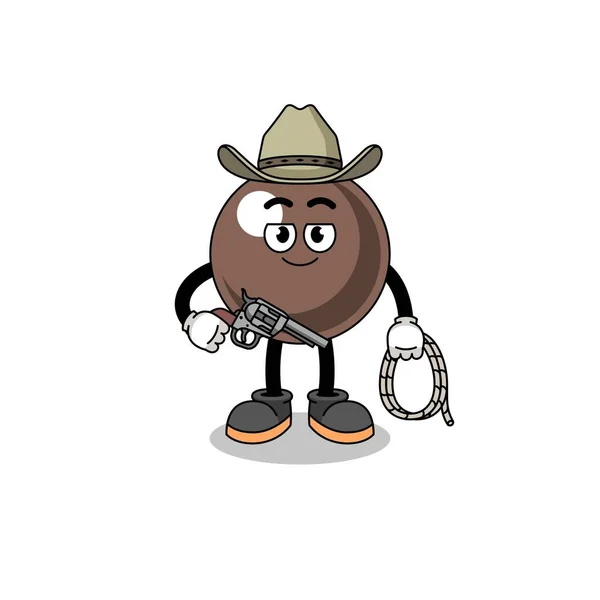 Character Mascot Tapioca Pearl Cowboy Character Design — Vetor de Stock