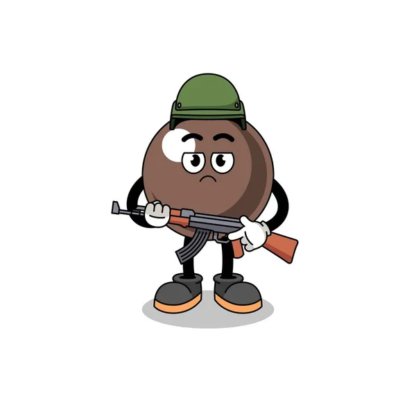 Cartoon Tapioca Pearl Soldier Character Design — Wektor stockowy