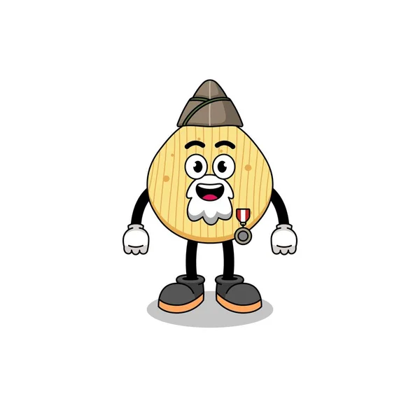 Character Cartoon Potato Chip Veteran Character Design — Stockvector