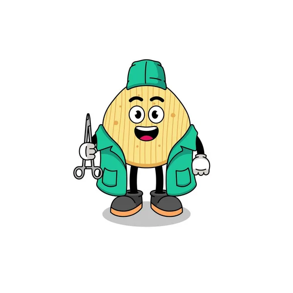 Illustration Potato Chip Mascot Surgeon Character Design — Διανυσματικό Αρχείο