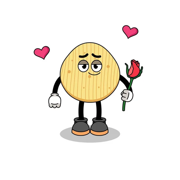 Potato Chip Mascot Falling Love Character Design — Vector de stock