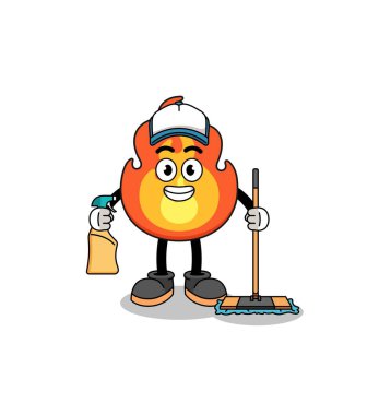 Ateşin karakter maskotu temizleme servisi, karakter tasarımı