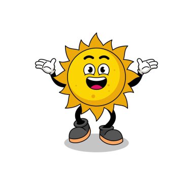 güneş çizgi filmi mutlu bir jest, karakter tasarımı ile arıyor