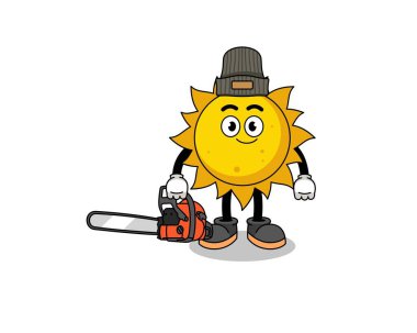 Güneş çizim karikatürü bir oduncu, karakter tasarımı