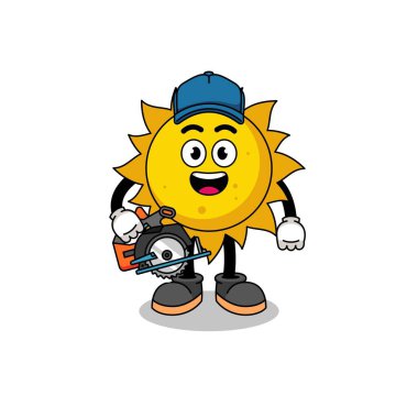 Bir ahşap işçisi olarak güneşin çizgi film tasarımı, karakter tasarımı