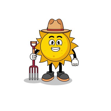 Güneş çiftçisinin çizgi film maskotu, karakter tasarımı.