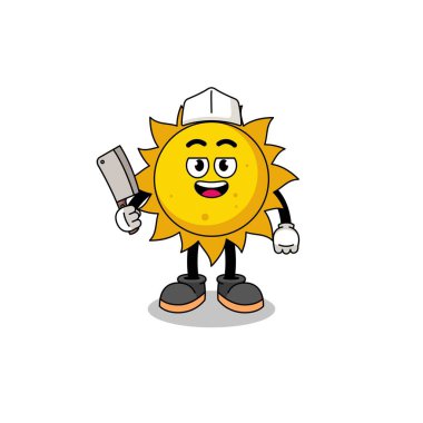 Kasap olarak güneşin maskotu, karakter tasarımı.