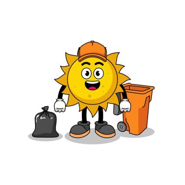 Güneş çizgi filminin bir çöp toplayıcısı olarak tasviri, karakter tasarımı