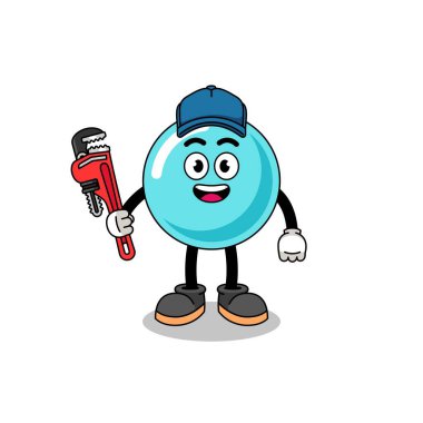 bubble illustration cartoon as a plumber , character design