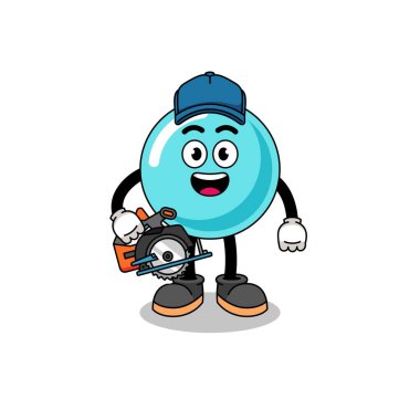 Ahşap işçisi olarak baloncuğun çizgi film çizimi, karakter tasarımı