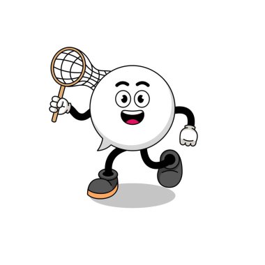 Bir kelebeği yakalayan konuşma balonu karikatürü, karakter tasarımı