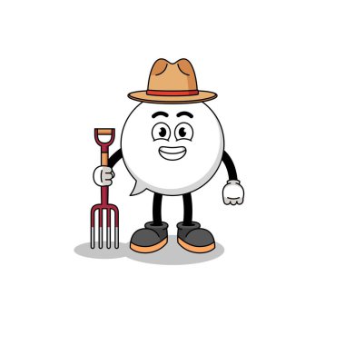 Konuşma balonu çiftçisinin çizgi film maskotu, karakter tasarımı.