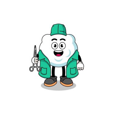 Bulut maskotunun cerrah olarak tasviri, karakter tasarımı