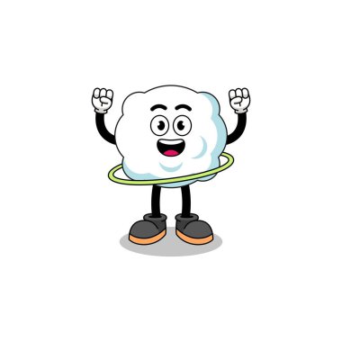 Hula hoop oynayan bulut çizimi, karakter tasarımı