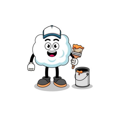 Bir ressam olarak bulutun karakter maskotu, karakter tasarımı