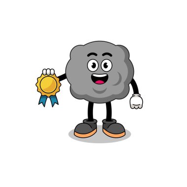 Kara bulut çizimi tatmin edici madalya garantili karakter tasarımı